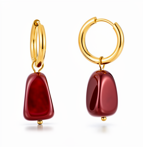 2-in-1 Ohrringe Gold Edelstahl | Creolen mit Anhänger