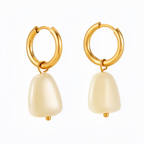 2-in-1 Ohrringe Gold Edelstahl | Creolen mit Anhänger