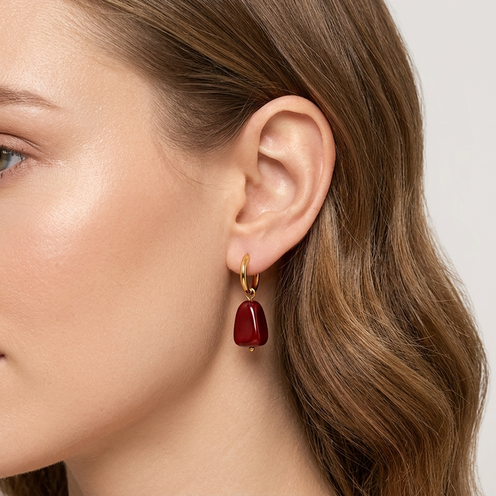 2-in-1 Ohrringe Gold Edelstahl | Creolen mit Anhänger